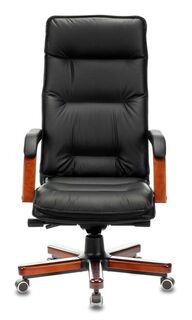 Кресло офисное Бюрократ T-9927WALNUT руководителя, цвет черный, кожа, крестовина металл/дерево