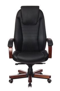 Кресло офисное Бюрократ T-9923WALNUT руководителя, цвет черный, кожа крестовина металл/дерево