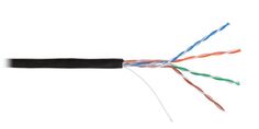 Кабель витая пара U/UTP 5e кат. 4 пары NIKOLAN NKL 4600B-BK 24AWG(0.50 мм), медь, одножильный (solid), внешний, PE, чёрный, уп/305м