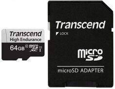 Карта памяти MicroSDXC 64GB Transcend TS64GUSD350V Class 10, UHS-I U1, High Endurance, (SD адаптер), R/W: 100/45 MB/s, 3D TLC