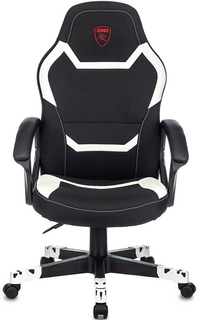 Кресло игровое Бюрократ ZOMBIE 10 WHITE черный/белый текстиль/эко.кожа крестовина пластик