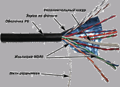 Кабель витая пара F/UTP 5e кат. 10 пар TWT TWT-5EFTP10-OUT 24AWG(0.51 мм), медь, одножильный (solid), внешний, PE, чёрный, уп/305м