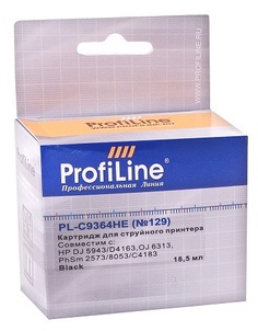 Картридж ProfiLine PL-C9364HE-Bk №129 для принтеров HP DJ 5943/D4163/OJ 6313/PhSm 2573/8053/C4183 Black пигмент ProfiLine