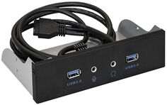 Планка Exegate U5H-627 EX289291RUS USB на переднюю панель, 5,25", 2*USB3.0, 2*HD Audio, черная, металл, подсоед. к MB
