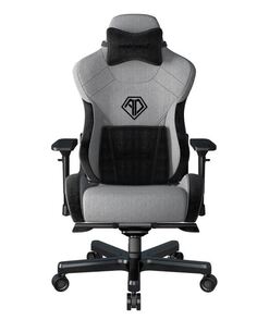 Кресло игровое Anda Seat T-Pro 2 текстиль, до 200 кг, алюминиевая крестовина, механизм качания, поясничный упор, серо-черное