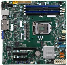 Материнская плата mATX Supermicro MBD-X11SSH-LN4F-B (LGA1151, C236, 4*DDR4(2400), 8*SATA 6G RAID, 2*M.2, 3*PCIE, 4*Glan, 2*USB 3.0, VGA, 2*COM)