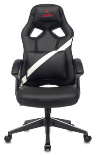 Кресло игровое Бюрократ ZOMBIE DRIVER WH цвет черный/белый, искусственная кожа, с подголов. крестовина пластик