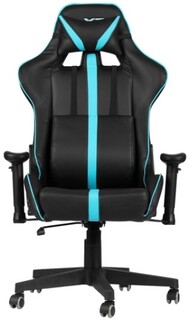Кресло игровое A4Tech X7 GG-1200 крестовина пластик, искусственная кожа, цвет: черный/голубой