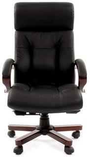 Кресло офисное Chairman 421 6082595 черное, натуральная кожа, до 150 кг