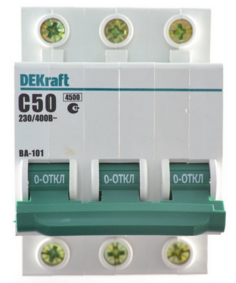 Автоматический выключатель DEKraft 11083DEK ВА-101 - 3P, тип хар-ки C, 50 А, 400 В AC, 4.5кА