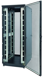 Шкаф напольный 19", 33U Eurolan 60F-33-66-34BL Racknet S3000 600 × 600, передняя дверь перфорированная одностворчатая, задняя дверь перфорированная од