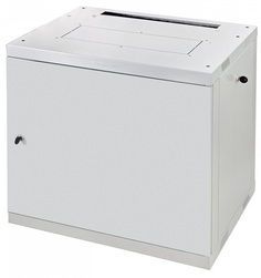 Шкаф настенный 19", 12U Eurolan 60W-12-64-30GY Racknet F30 600 × 450, передняя дверь металлическая, боковые панели, шнуры зазаемления, светло-серый