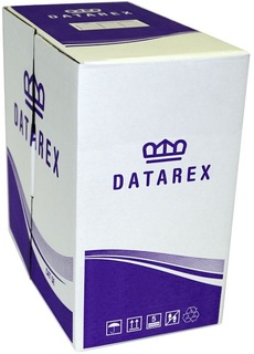 Кабель витая пара U/UTP 5e кат. 4 пары Datarex DR-143001 24AWG(7х0.16 мм), медь, многожильный (stranded), внутренний, PVC, нг(A)-LS, серый, уп/305м