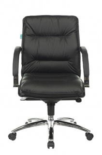 Кресло офисное Бюрократ T-9927SL-LOW руководителя, цвет черный кожа низк.спин. крестовина металл хром