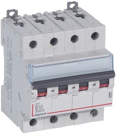 Автоматический выключатель Legrand 407622 DX³ 6000 - 10 кА - тип характеристики B, 4П, 400 В~, 10 А, 4 модуля