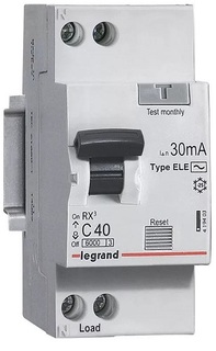 Автоматический выключатель дифф. тока (АВДТ) Legrand 419401 RX³ 6000 - тип характеристики C, 1П+Н, 230 В~, 25А, тип AC, 30мА, 2 модуля