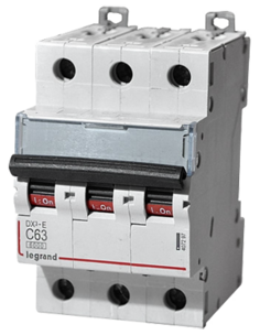 Автоматический выключатель Legrand 407297 DX³-E 6000 - 6 кА - тип характеристики C, 3П, 230/400 В~, 63 А, 3 модуля