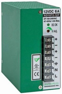 Блок питания NSGate AD1072-12F выход 72W, 12V 6A, на DIN-рейку, стену