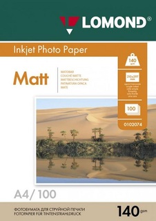 Бумага Lomond 0102074 Односторонняя Матовая фотобумага для струйной печати, A4, 140 г/м2, 100 листов