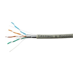 Кабель витая пара F/UTP 5e кат. 4 пары SkyNet CSL-FTP-4-CU/100 25AWG(0.46 мм), медь, одножильный (solid), внутренний, PVC, серый, уп/100м Light