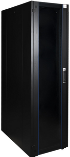 Шкаф напольный 19", 42U Datarex DR-700551 телекоммуникационный 600х1200, передняя дверь стекло, задняя стенка сплошная, металл, черный