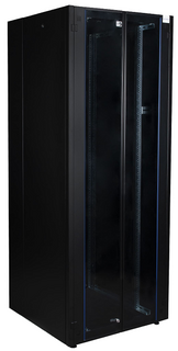 Шкаф напольный 19", 36U Datarex DR-738421 телекоммуникационный 800х800, двойная передняя дверь стекло, двойная задняя металлическая дверь, черный