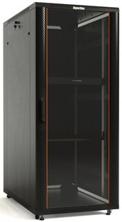 Шкаф напольный 19", 47U Hyperline TTB-4788-AS-RAL9004 2277x800х800мм(ВхШхГ), передняя стеклянная дверь со стальными перфор. боковинами, задняя дверь с