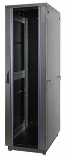 Шкаф напольный 19", 47U Eurolan 60F-47-68-31BL Racknet S3000 600 × 800, передняя дверь стеклянная одностворчатая, задняя дверь металлическая одноствор