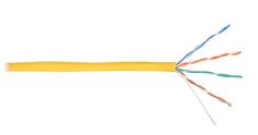 Кабель витая пара U/UTP 5e кат. 4 пары NIKOLAN NKL 4100A-YL 24AWG(0.50 мм), медь, одножильный (solid), внутренний, PVC, нг(A), жёлтый, уп/305м