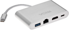 Кабель-адаптер VCOM CU455 USB 3.1 Type-C (M)-HDMI, USB 3.0, RJ45, PD charging