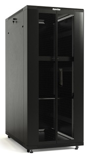 Шкаф напольный 19", 42U Hyperline TTB-4281-DD-RAL9004 2055x800х1000 мм (ВхШхГ), передняя и задняя распашные перфорированные двери (75%), ручка с замко