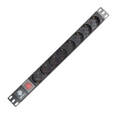 Блок розеток 19", 8 розеток BNH B800.3-1U-8S 19", неуправляемый, Shuko х 8, вход IEC 60320 C14, для шкафов и стоек, 1U, 45х490х45 мм (ВхШхГ), 16А, вык