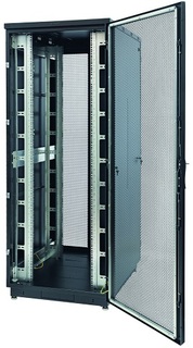 Шкаф напольный 19", 22U Eurolan 60F-22-68-34BL Racknet S3000 600 × 800, передняя дверь перфорированная одностворчатая, задняя дверь перфорированная од