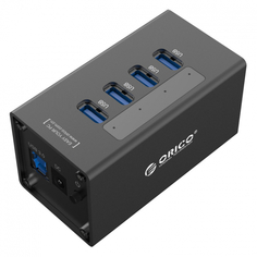 Концентратор USB 3.0 Orico A3H4-BK ORICO-A3H4-BK Материал корпуса: Алюминий. Вход USB 3.0 Type B. Выход USB 3.0 Type A. USB выходов 4 (черный)