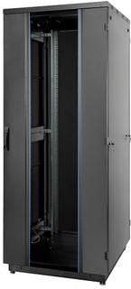 Шкаф напольный 19", 33U Eurolan 60F-33-8A-31BL Racknet S3000 800 × 1000, передняя дверь стеклянная одностворчатая, задняя дверь металлическая двуствор