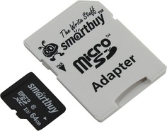 Карта памяти 64GB SmartBuy SB64GBSDCL10U3-01 MicroSDXC, Сlass 10 Pro, UHS-I U3 (80/90 Mb/s) + SD адаптер