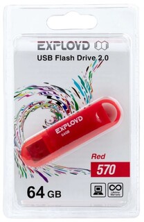 Накопитель USB 2.0 64GB Exployd 570 красный