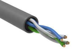 Кабель витая пара U/UTP 5e кат. 2 пары ITK LC1-C5E02-111-100 24AWG(0.51 мм), медь, одножильный (solid), внутренний, PVC, серый, уп/100м GREEN
