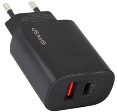 Зарядное устройство сетевое Usams US-CC121 T35 УТ000024257 USB QC3.0+PD3.0 20W Fast Charger, черное (CC121TC02)