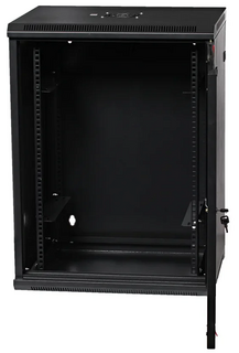Шкаф настенный 19", 15U W&T C156050BWTWOF 600x500 мм, дверь стекло, цвет чёрный. Без вент.