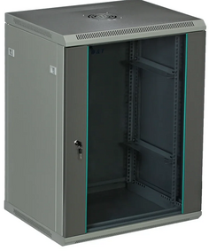 Шкаф настенный 19", 15U W&T C156050GWTWOF 600x500 мм, дверь стекло, цвет серый. Без вент.