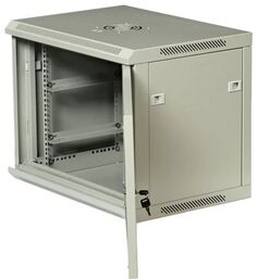 Шкаф настенный 19", 12U W&T C126045GWTWOF 600x450 мм, дверь стекло, цвет серый. Без вент.