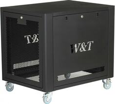 Шкаф напольный 19", 12U W&T D126080BWTWOF-RU 600x800 мм, передняя дверь перф., задняя перф., цвет чёрный. Без вент. Россия