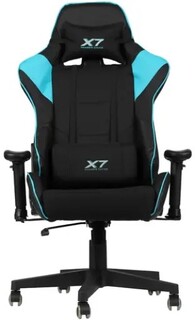 Кресло игровое A4Tech X7 GG-1100 крестовина пластик, текстиль/эко.кожа, цвет: черный/голубой