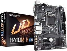 Материнская плата mATX GIGABYTE H410M H (LGA1200, H410, 2*DDR4(2933), 4*SATA 6G, M.2, 3*PCIE, 7.1CH, Glan, 4*USB 3.2, D-Sub/HDMI)
