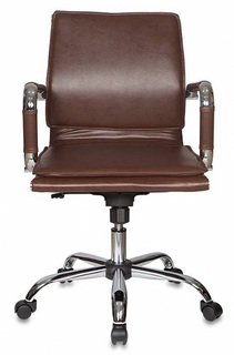 Кресло офисное Бюрократ CH-993-LOW коричневое, искусственная кожа, низкая спинка, крестовина хром