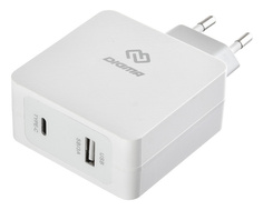 Зарядное устройство сетевое Digma DGPD-45W-WG USB-C + USB-A, 3A, белое