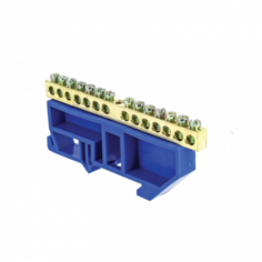 Шина EKF sn0-63-14-d нулевая N 6х9 14 отвер. латунь син. изолятор на DIN-рейку, PROxima
