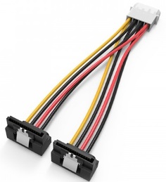 Кабель питания Vention KDCBB переходник MOLEX 4pin M / 2 x SATA 15pin F угол 90 - 0.15м