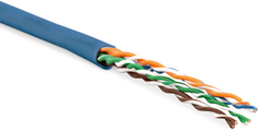Кабель витая пара U/UTP 5e кат. 4 пары Hyperline UUTP4-C5E-P24-IN-LSZH-BL-100 24AWG(7х0.20 мм), медь, многожильный (stranded), внутренний, LSZH, нг(C)